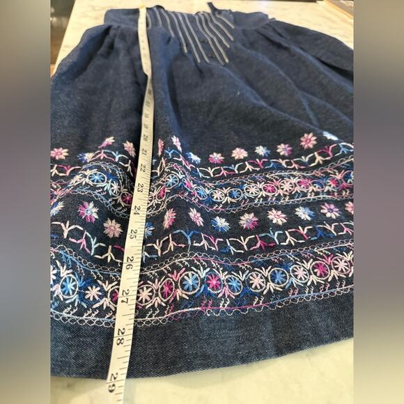 Anna Sui Corset Denim Embroidered Mini Sundress‎ Strapless- Sz 0 - Picture 9 of 12